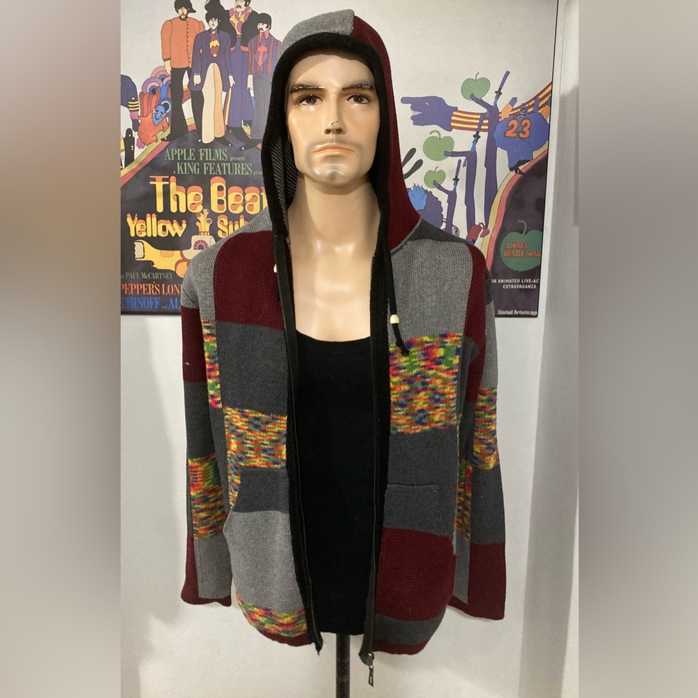 Bespoke Knit Zippered Hoodie - Patchwork Look